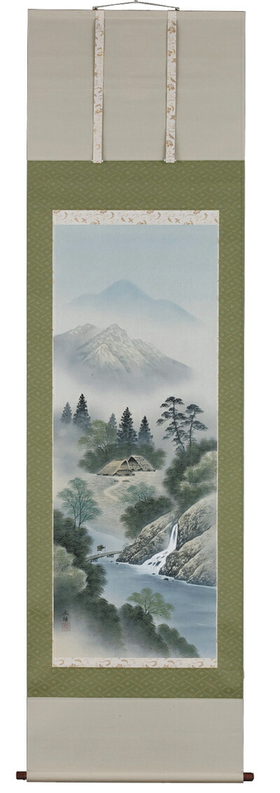 掛け軸／掛軸　彩色山水（川島広陽）<br>【送料無料】【代引き手数料無料】