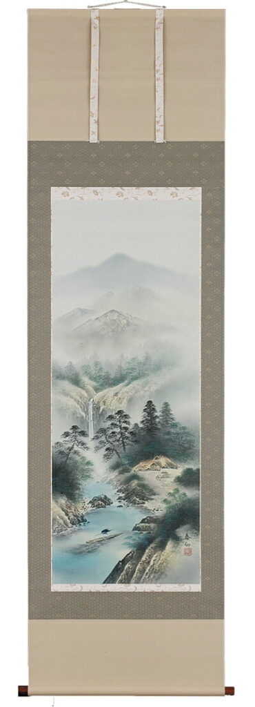 掛け軸／掛軸　彩色山水（伊藤泰仙）<br>【送料無料】【代引き手数料無料】