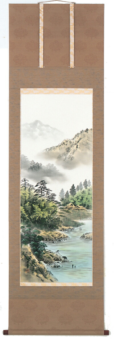 掛け軸／掛軸　彩色山水（田中翠堂）<br>【送料無料】【代引き手数料無料】