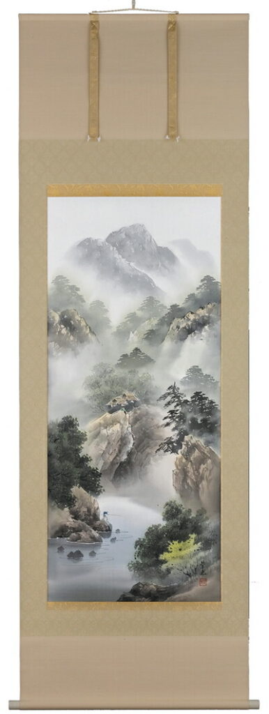 掛け軸／掛軸　彩色山水（西脇　紫光）<br>【送料無料】【代引き手数料無料】