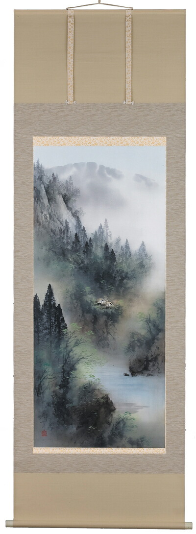 掛け軸／掛軸　青緑山水（中沢　樹芳）<br>【送料無料】【代引き手数料無料】