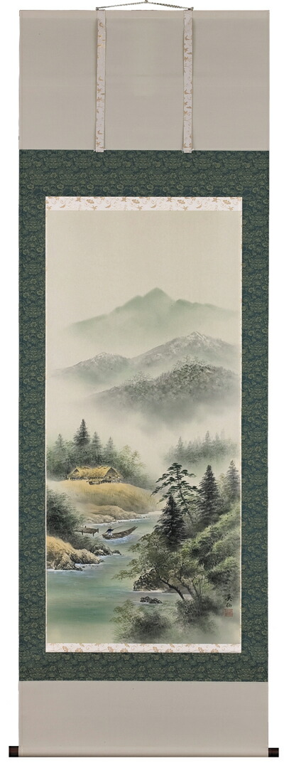 掛け軸／掛軸　彩色山水（野村英仙）<br>【送料無料】【代引き手数料無料】
