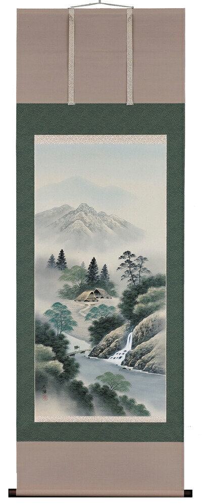 掛け軸／掛軸　彩色山水（川島広陽）<br>【送料無料】【代引き手数料無料】