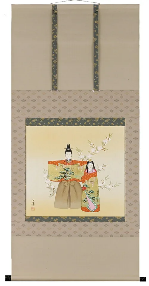 掛け軸／掛軸 立雛（本金箔押）（藤吉正勝） 【送料無料】【代引き手数料無料】