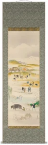 掛け軸／掛軸 勤農耕作図（藤吉正勝） 【送料無料】【代引き手数料無料】