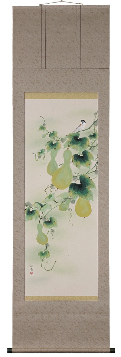 六瓢 掛軸 瓢箪に雀（奥田拓也） 商品画像