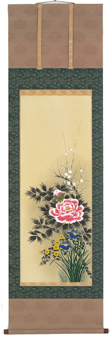 掛け軸／掛軸 四季草花（山下友月） 【送料無料】【代引き手数料無料】