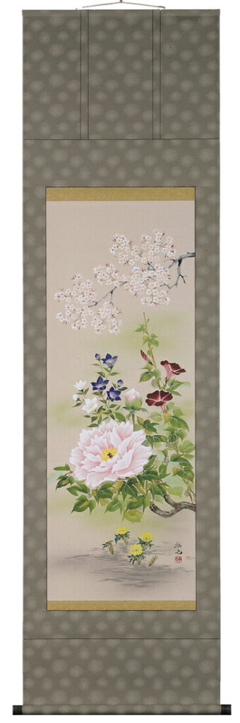 掛け軸／掛軸 四季草花（奥田拓也） 【送料無料】【代引き手数料無料】