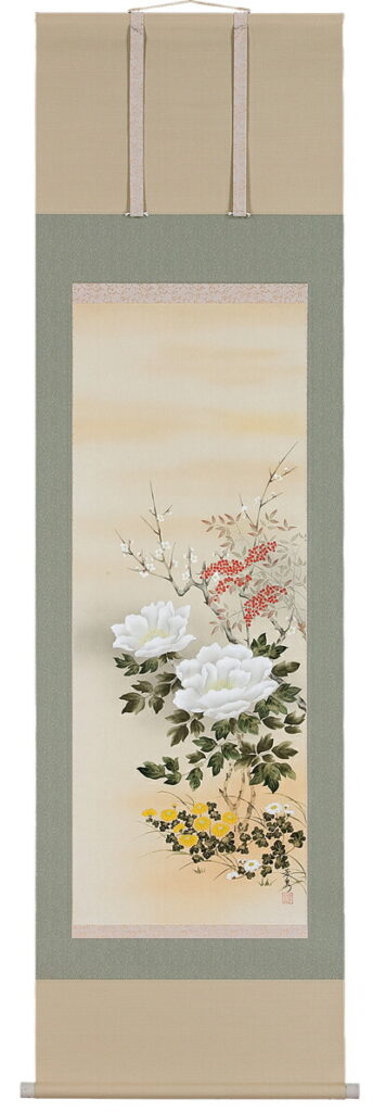 掛け軸／掛軸 四季草花（田上芳泉） 【送料無料】【代引き手数料無料】