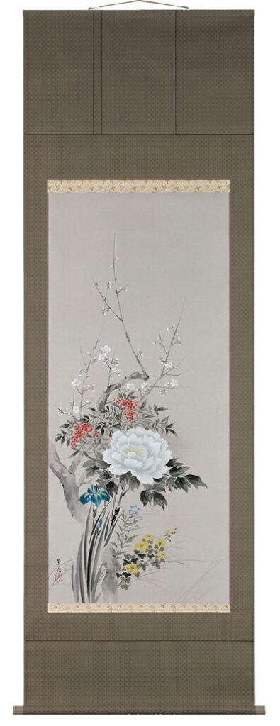 掛け軸／掛軸 四季草花（佐藤景月） 【送料無料】【代引き手数料無料】
