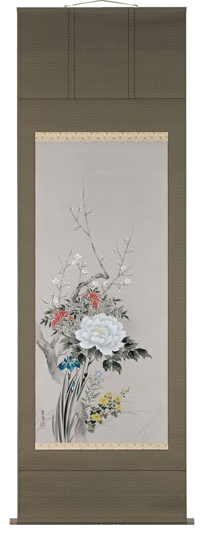 掛け軸／掛軸 四季草花（佐藤景月） 【送料無料】【代引き手数料無料】
