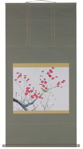 掛け軸／掛軸　紅白梅に鶯（塚下静庵）<br>【送料無料】【代引き手数料無料】