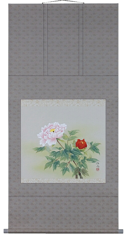掛け軸／掛軸 牡丹（奥田拓也） 【送料無料】【代引き手数料無料】