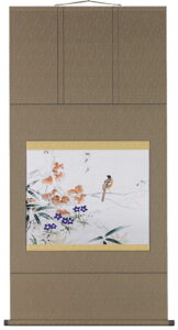 掛け軸／掛軸　りんどうに小鳥（塚下静庵）<br>【送料無料】【代引き手数料無料】