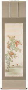 掛け軸／掛軸　南天に雀（佐藤景月）<br>【送料無料】【代引き手数料無料】