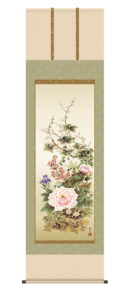 掛け軸 掛軸 花鳥画 年中掛け<br>名花繚乱（吉井蘭月）<br>送料無料 代引手数料無料
