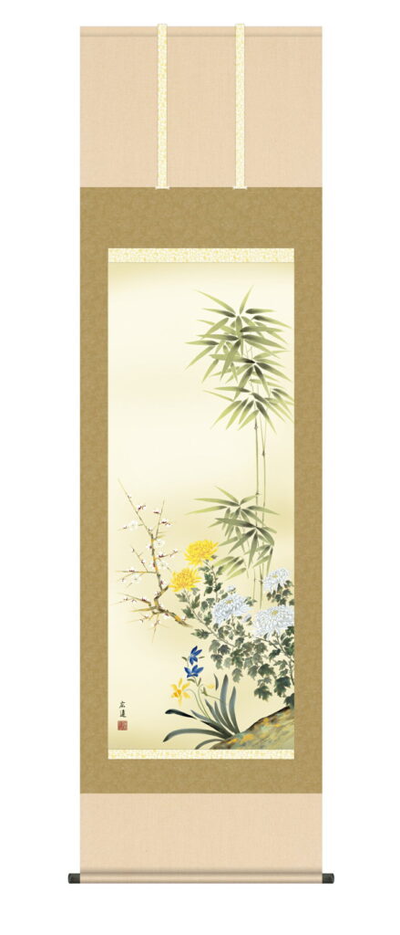 掛け軸／掛軸／かけじく【花鳥画】 四君子（田中広遠） 送料無料 代引き手数料無料