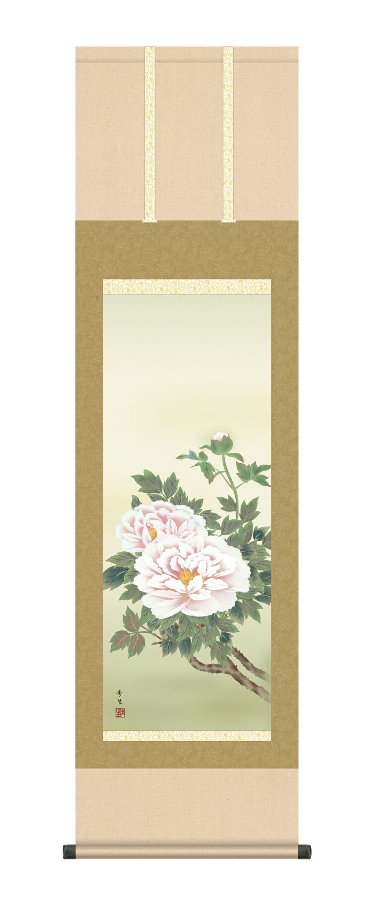掛け軸／掛軸／かけじく【花鳥画】 年中掛け 富貴花（北山 歩生）【尺三】 送料無料 代引き手数料無料