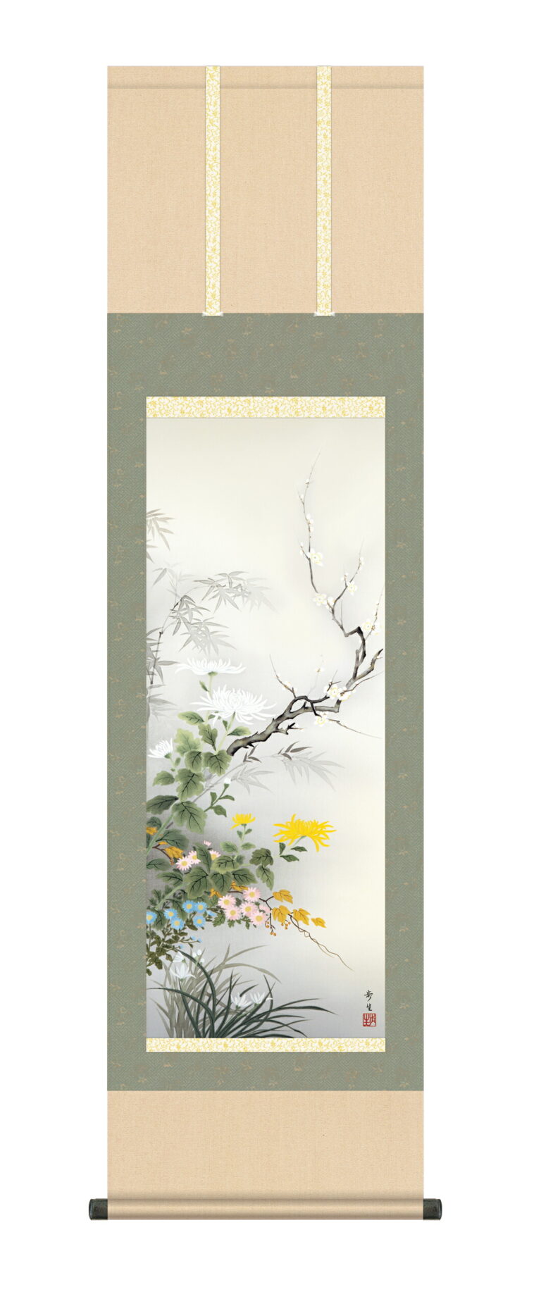 掛け軸／掛軸【花鳥/尺三】 四君子 北山 歩生(三美会) 【送料無料】【代引手数料無料】
