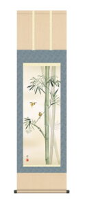 掛け軸／掛軸【花鳥/尺三】<br>竹に雀　浮田 秋水(草夕会)<br>【送料無料】【代引手数料無料】
