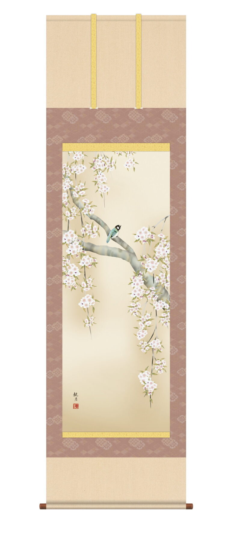 掛け軸／掛軸【春】 桜花に小鳥（森山 観月） 【送料無料】【代引手数料無料】