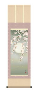 【掛け軸／掛軸／花鳥画】<br>夜桜（緒方 葉水）<br>【送料無料】【代引き手数料無料】