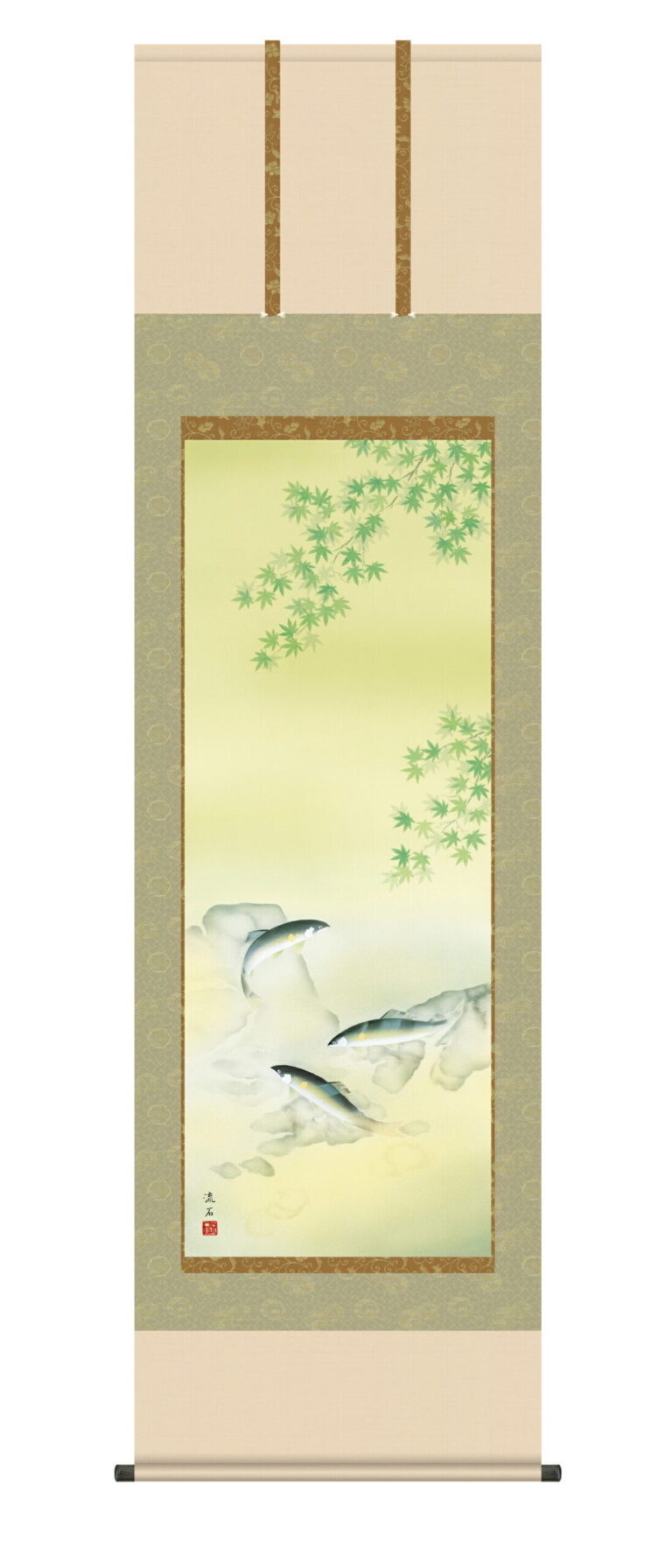 掛け軸／掛軸／かけじく【花鳥/尺五】 楓に鮎（依田 流石） 【送料無料】【代引き手数料無料】