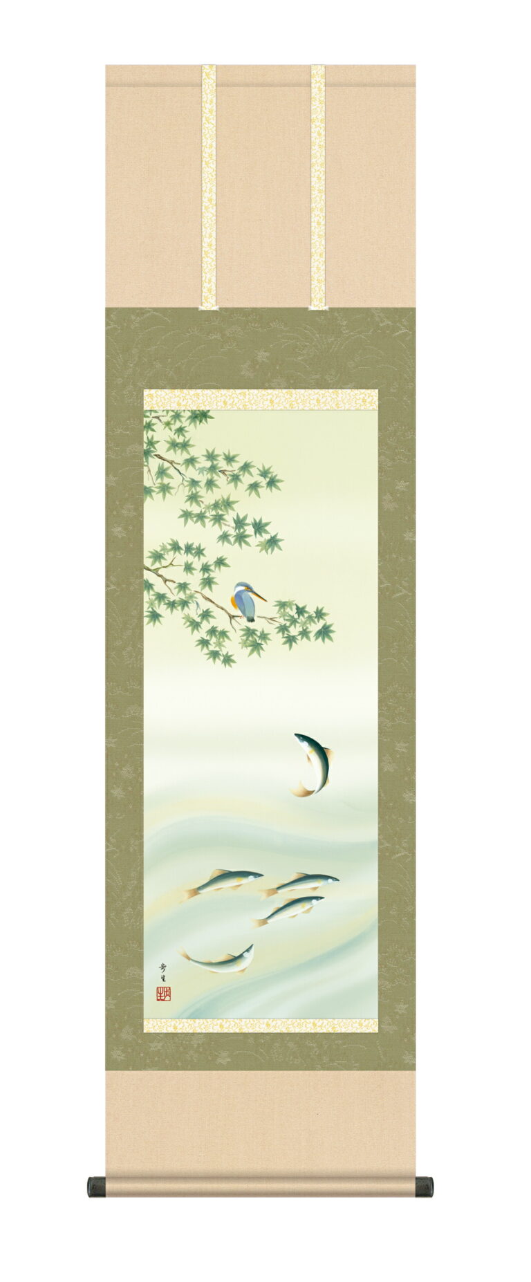 掛け軸／掛軸【花鳥/尺三】 楓に鮎 北山 歩生(三美会) 【送料無料】【代引手数料無料】