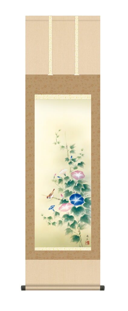 掛け軸(掛軸)【尺三幅】 朝顔(高見 蘭石) 【送料無料】【代引き手数料無料】