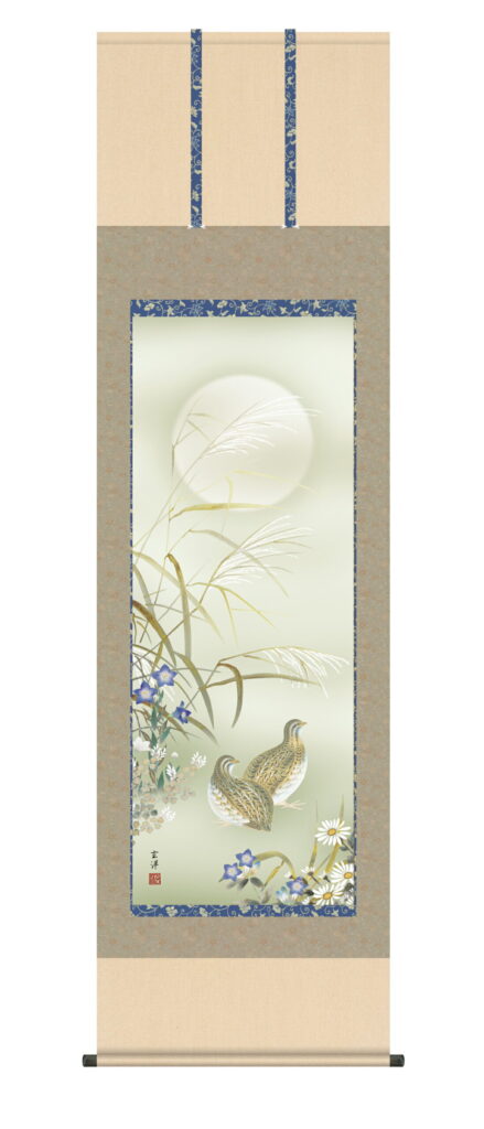 掛け軸／掛軸【秋】 秋草に鶉（近藤 玄洋） 秋 薄 ウズラ 十五夜【送料無料】【代引手数料無料】
