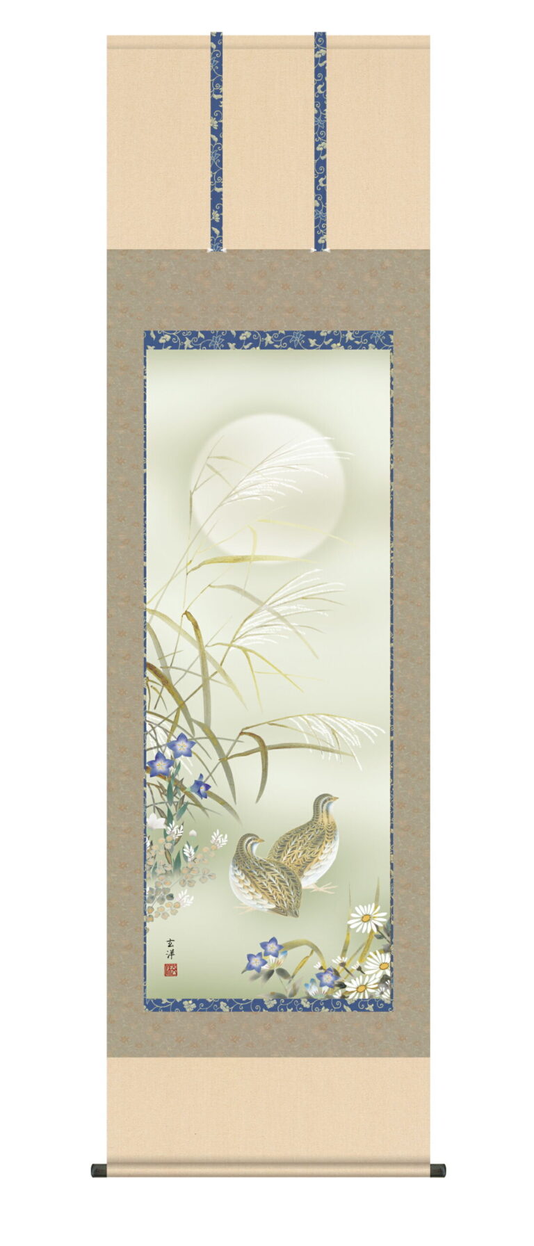 掛け軸／掛軸【秋】 秋草に鶉（近藤 玄洋） 秋 薄 ウズラ 十五夜【送料無料】【代引手数料無料】