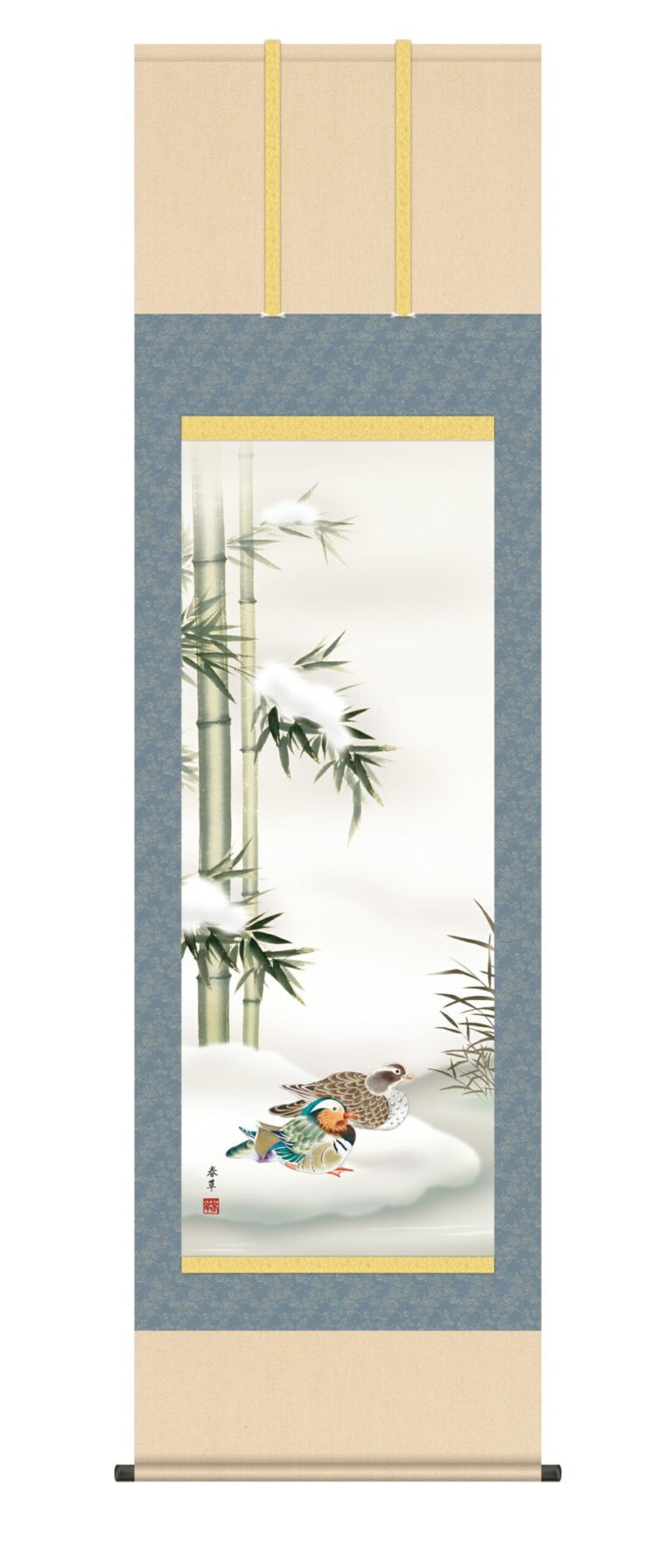 掛け軸／掛軸【花鳥画/尺五】 鴛鴦（おしどり）（福田 春草） 冬掛け オシドリ【送料無料】【代引手数料無料】