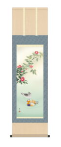 掛け軸(掛軸)【尺三幅】　<br>鴛鴦（おしどり）(高見 蘭石)<br>　冬　オシドリ　【送料無料】【代引き手数料無料】