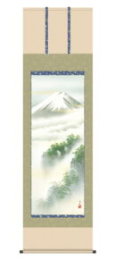 掛け軸／掛軸／かけじく【山水画】<br>黎明富士（熊谷　千風）<br>【送料無料】【代引き手数料無料】