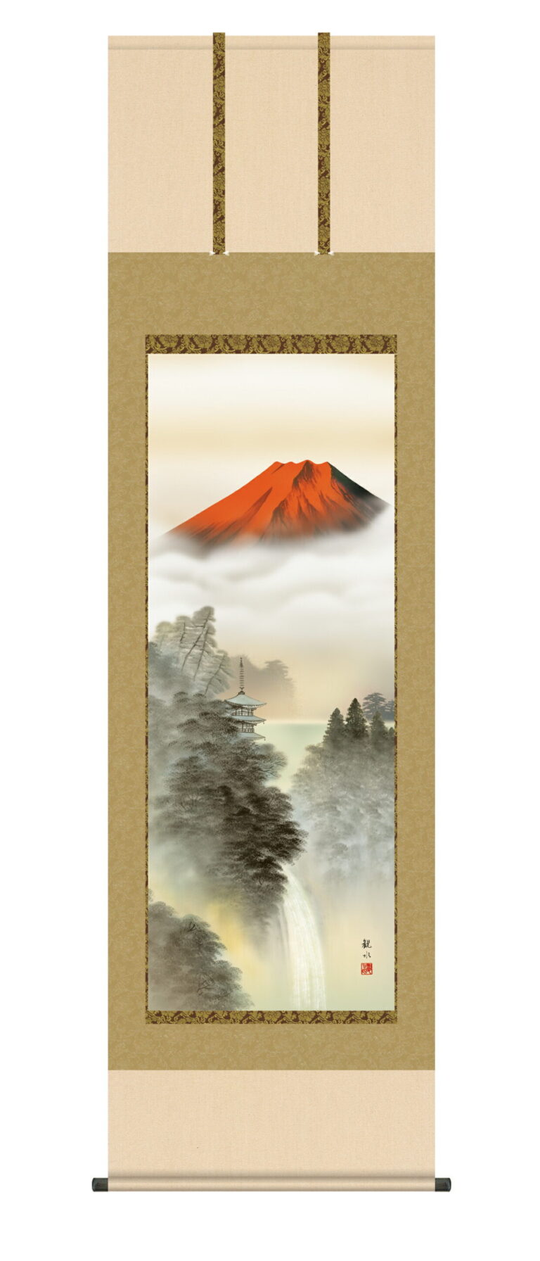 掛け軸／掛軸／かけじく【山水画】 富峰渓谷（狭山 観水） 【送料無料】【代引き手数料無料】