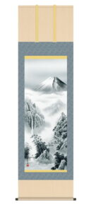 掛け軸／掛軸【山水】<br> 富士憧憬（有馬　荘園）<br>　富士山　年中掛け　山水画【送料無料】【代引手数料無料】