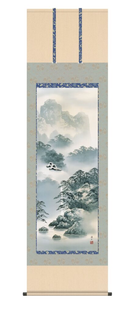 【掛け軸／掛軸／山水画】 紫山憧憬（伊藤 渓山） 山水 年中掛け【送料無料】【代引き手数料無料】