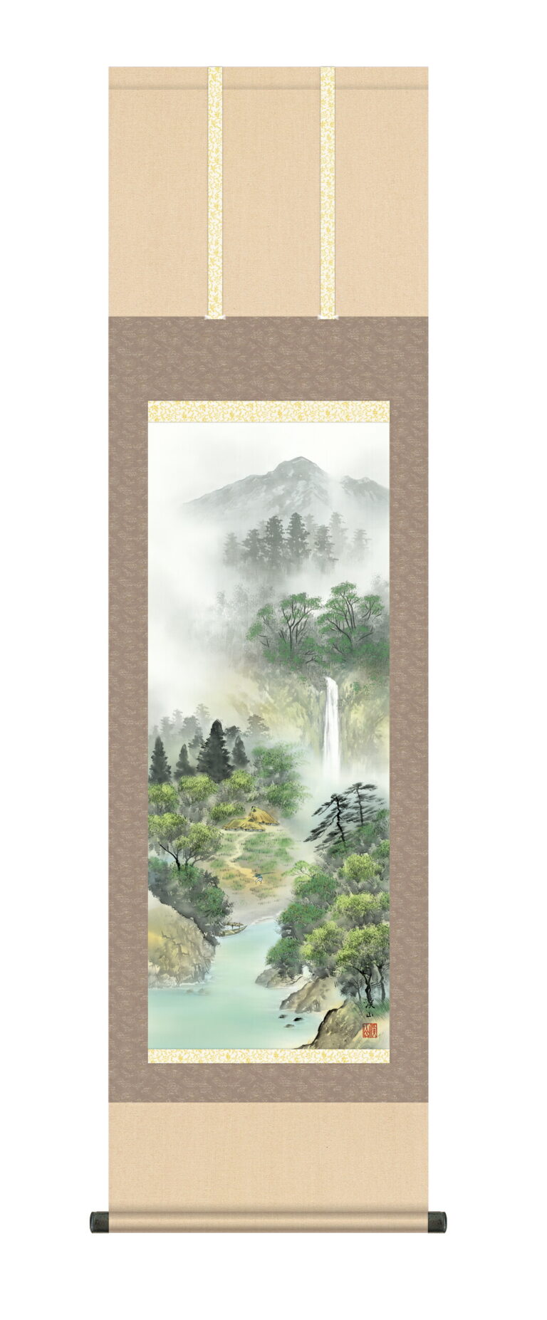 【掛け軸／掛軸／山水画】 秀麗名瀧（伊藤 渓山） 【送料無料】【代引き手数料無料】