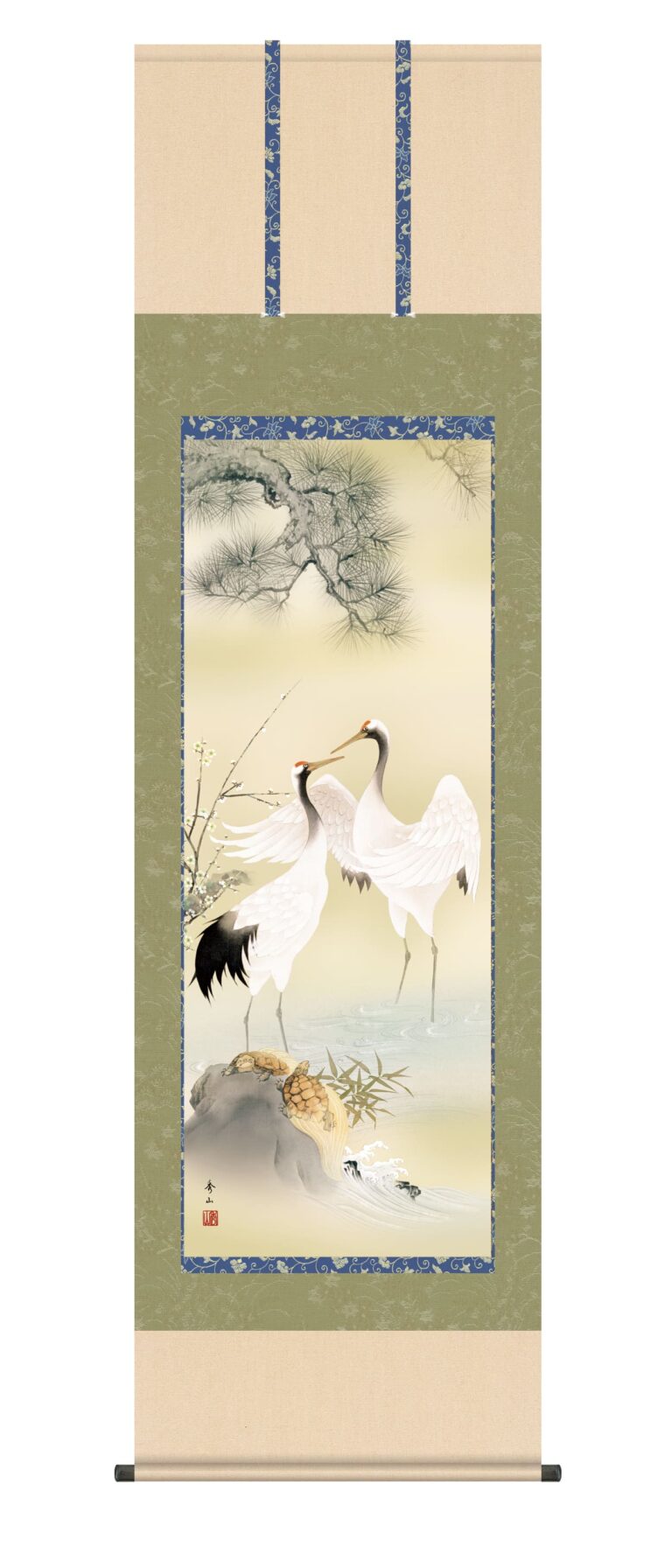 掛け軸／掛軸【鶴亀】 松竹梅鶴亀（鈴村 秀山） 【送料無料】【代引手数料無料】
