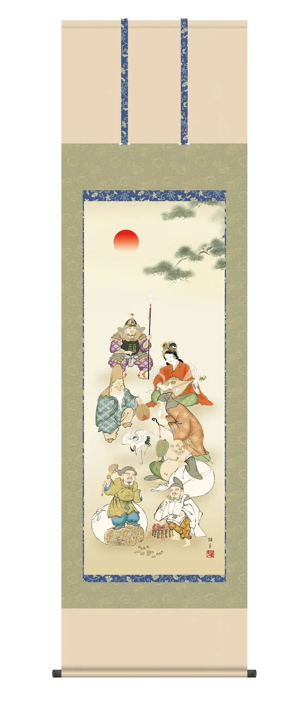 掛け軸／掛軸【縁起開運】 七福神（鵜飼 雄平） 慶事 正月 吉祥【送料無料】【代引手数料無料】