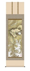 掛け軸／掛軸【龍】<br>登竜門（高畠　周峰）<br>　開運　正絹　龍神【送料無料】【代引手数料無料】