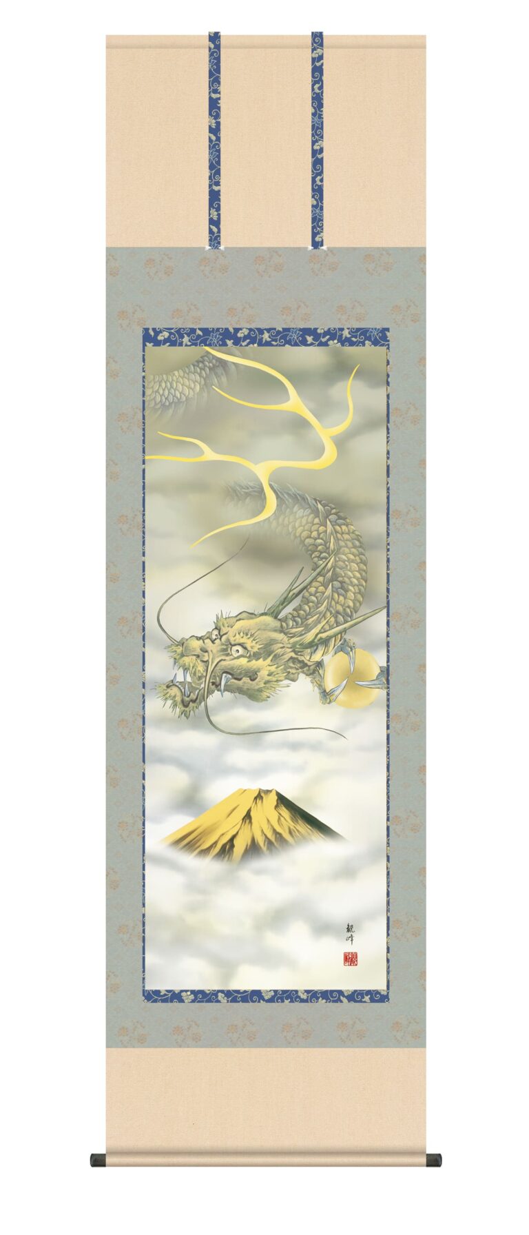 掛け軸／掛軸【龍】 富士越え龍（山村 観峰） 開運縁起 富士山 龍神 【送料無料】【代引き手数料無料】
