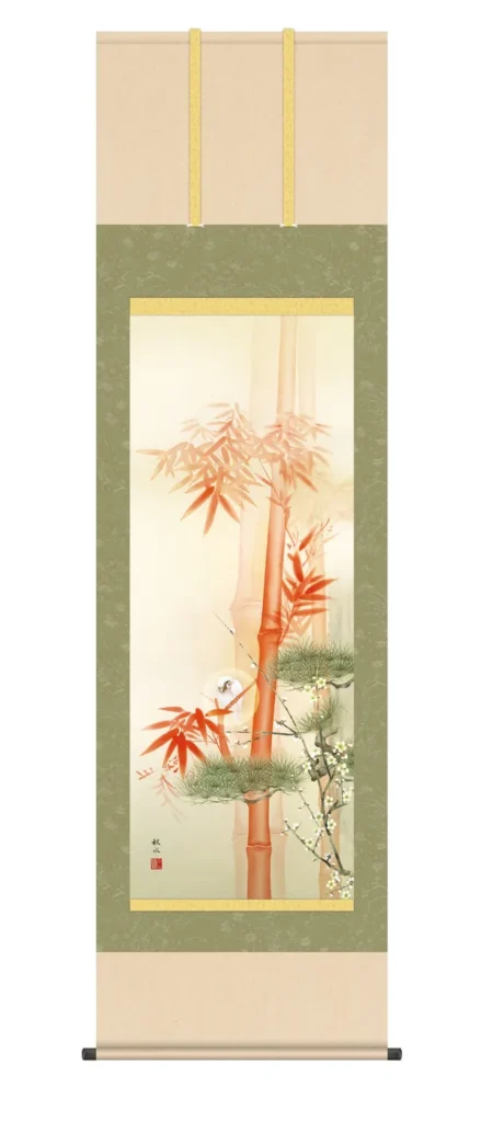 【掛け軸／掛軸／かけじく／縁起画】 吉祥白雀図（浮田 秋水） 松竹梅 歳寒の三友 【送料無料】【代引き手数料無料】