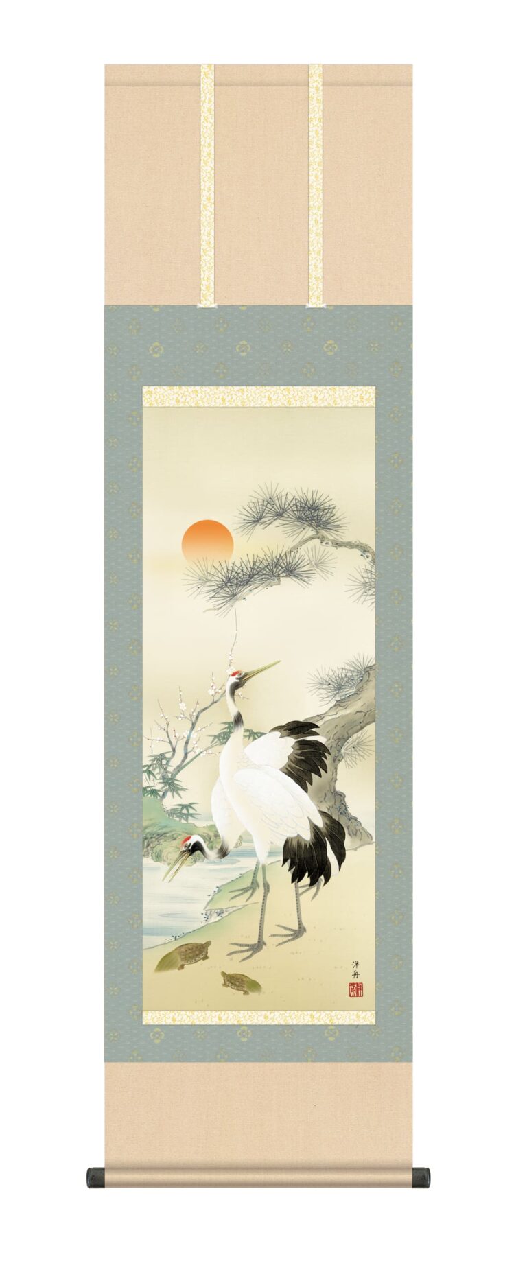 掛け軸(掛軸)【尺三幅】 松竹梅鶴亀（小野 洋舟） 【送料無料】【代引き手数料無料】