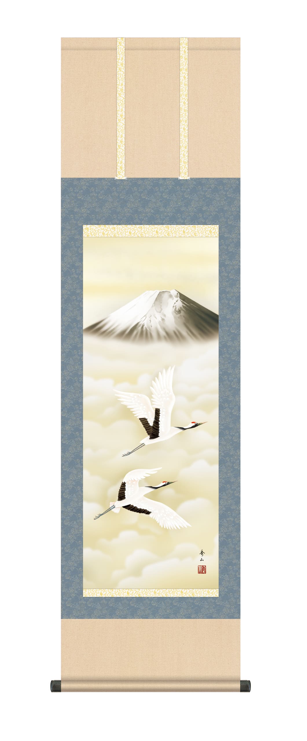 掛け軸(掛軸)【尺三幅】霊峰飛鶴（鈴村　秀山）【送料無料】【代引き手数料無料】
