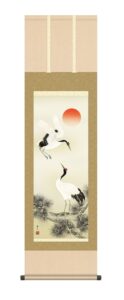 掛け軸(掛軸)【尺三幅】<br>松上双鶴（鈴村　秀山）<br><br>【送料無料】【代引き手数料無料】