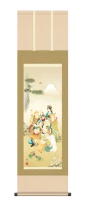 掛け軸／掛軸 【慶祝画】 七福神（鵜飼 雄平）【尺三幅】 慶事 正月 商売繁盛【送料無料】【代引き手数料無料】