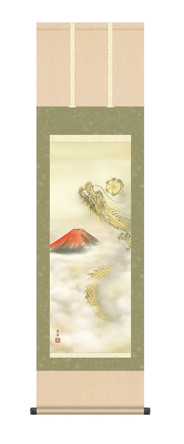 掛け軸／掛軸／かけじく【縁起開運】 赤富士昇龍図（石田 芳園） 開運 龍神 家運隆盛 【送料無料】【代引き手数料無料】