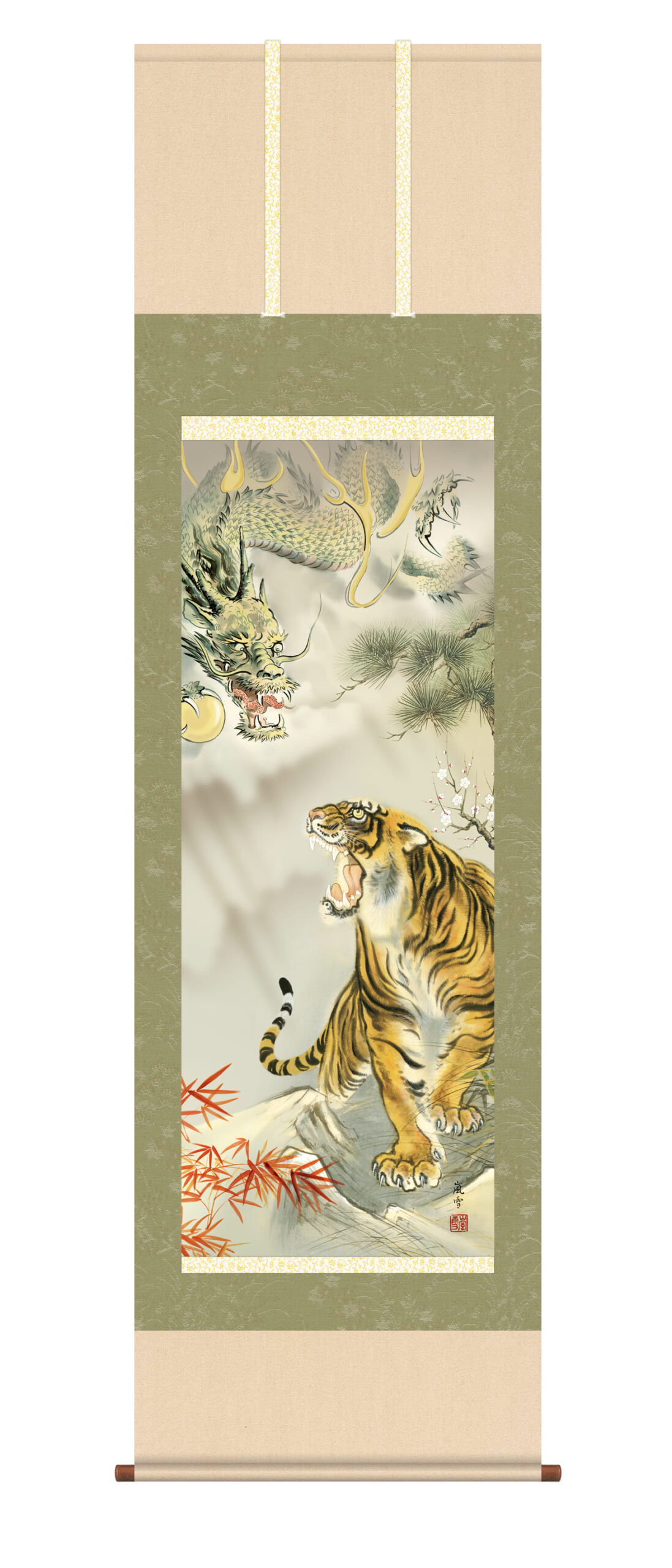 虎・龍 掛軸【開運画】龍虎吉祥乃図（りゅうこきっしょうのず）（濱田 嵐雪）【尺三】 家運隆盛 開運 龍 … 商品画像