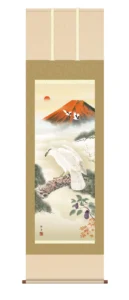 掛け軸／掛軸【開運画】 開運初夢来迎図（かいうんはつゆめらいげいず） （長江 桂舟）【尺三】 家運隆盛 開運 初夢 鷹 富士 茄子 【送料無料】【代引き手数料無料】